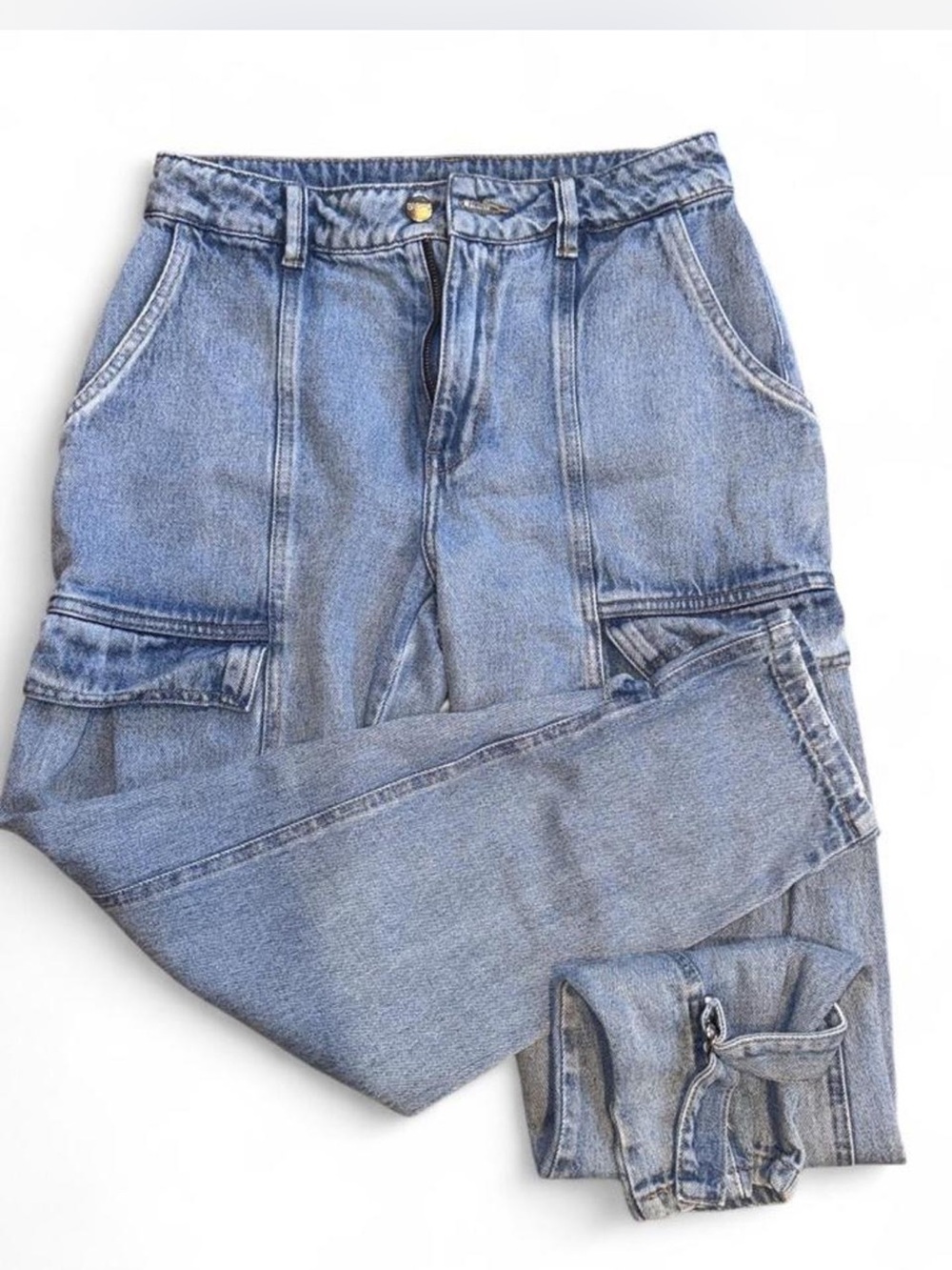 Light Blue Women’s Boyfriend Cargo Jeans